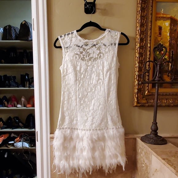 Anthropologie Dresses & Skirts - Amazing  lace and real feather dress size 0-2
